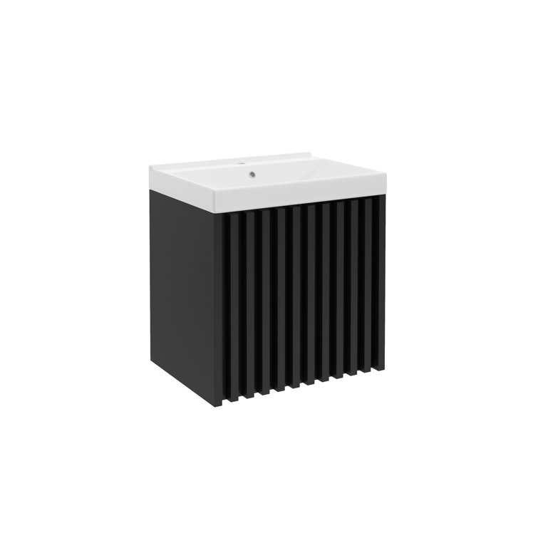 Ebern Designs Soundwell 600cm Wall Mounted Single Bathroom Vanity Base Only in Black Matte